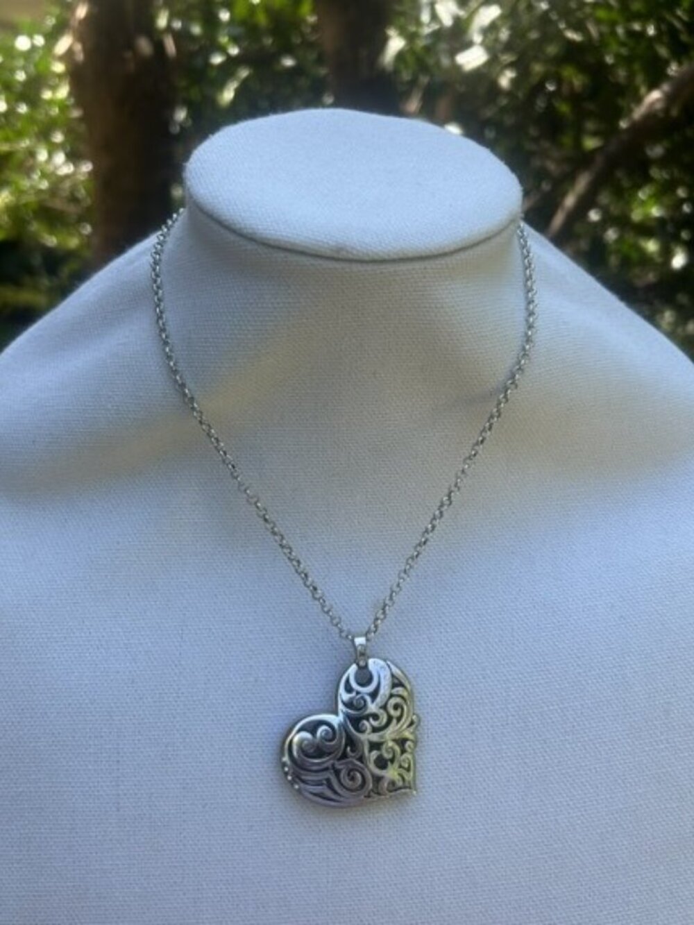 BRIGHTON Contempo Open Work Large Heart Silver Pendant NECKLACE